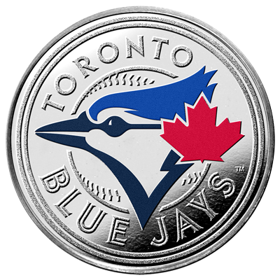 A picture of a 1 oz Toronto Blue Jays Silver Colorized Round